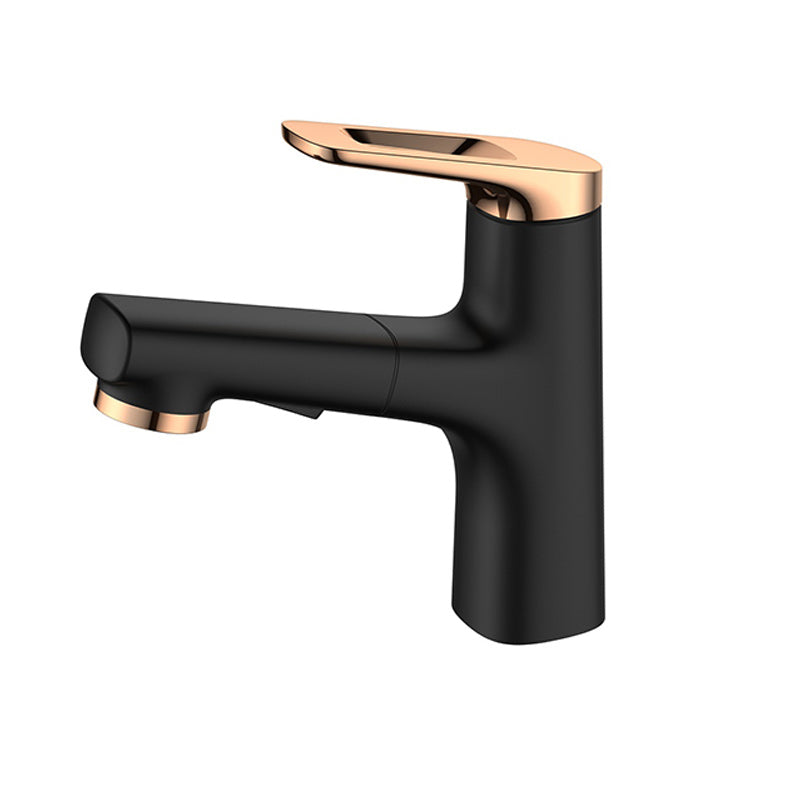 Square Low Arc Sink Faucet with Single Hole Bathroom Brass Sink Faucet