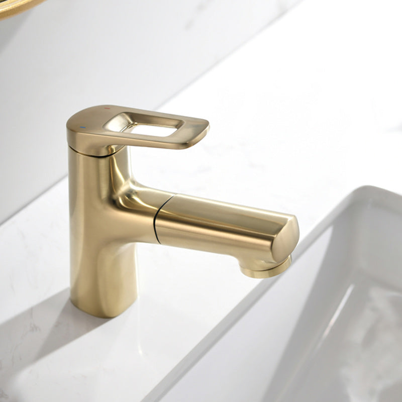 Square Low Arc Sink Faucet with Single Hole Bathroom Brass Sink Faucet