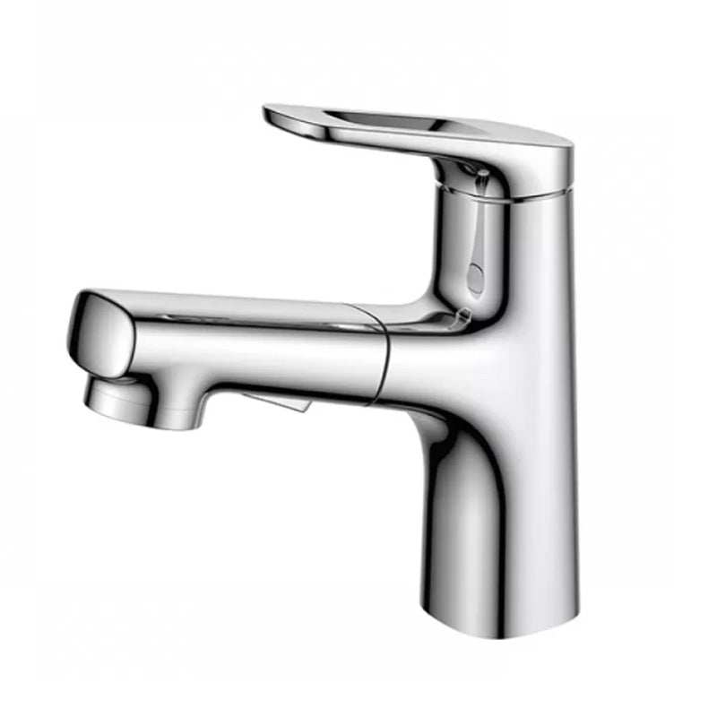 Square Low Arc Sink Faucet with Single Hole Bathroom Brass Sink Faucet