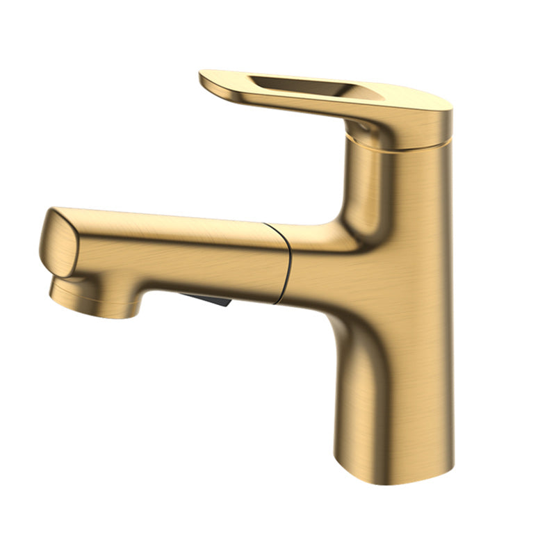 Square Low Arc Sink Faucet with Single Hole Bathroom Brass Sink Faucet