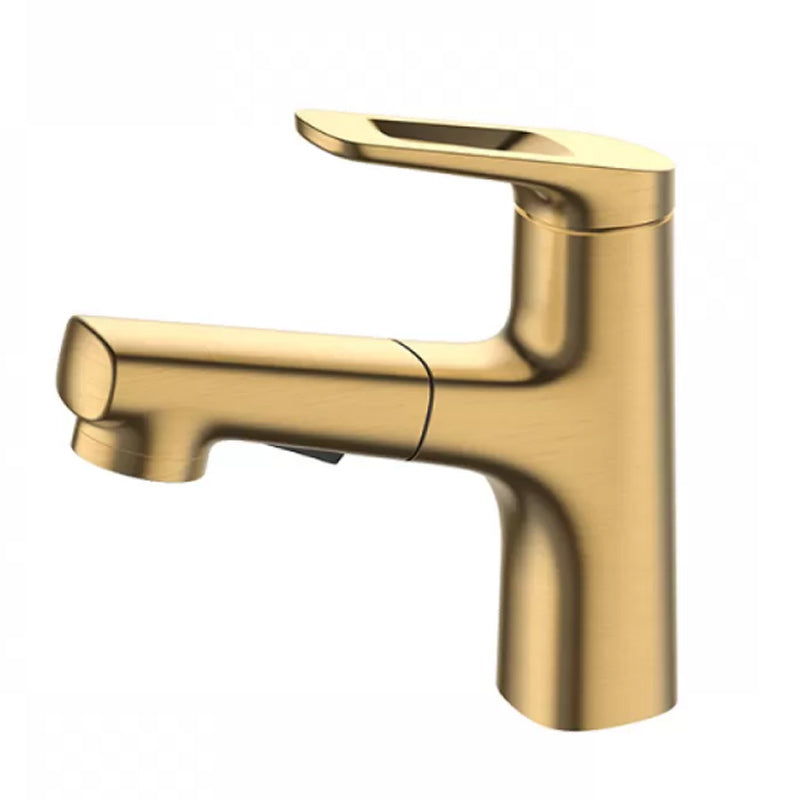 Square Low Arc Sink Faucet with Single Hole Bathroom Brass Sink Faucet