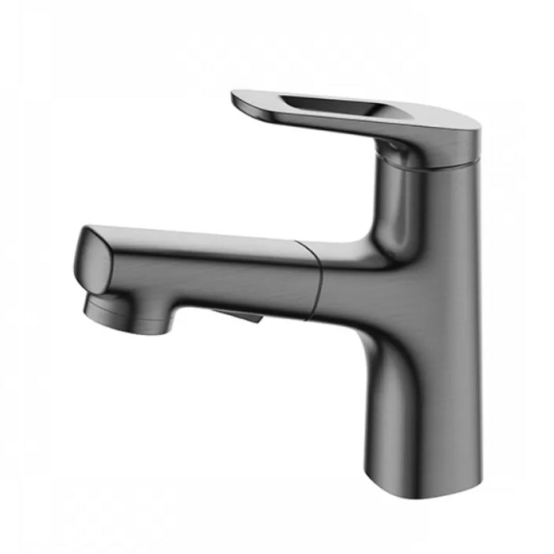 Square Low Arc Sink Faucet with Single Hole Bathroom Brass Sink Faucet