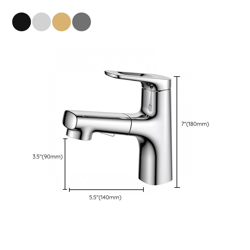 Square Low Arc Sink Faucet with Single Hole Bathroom Brass Sink Faucet