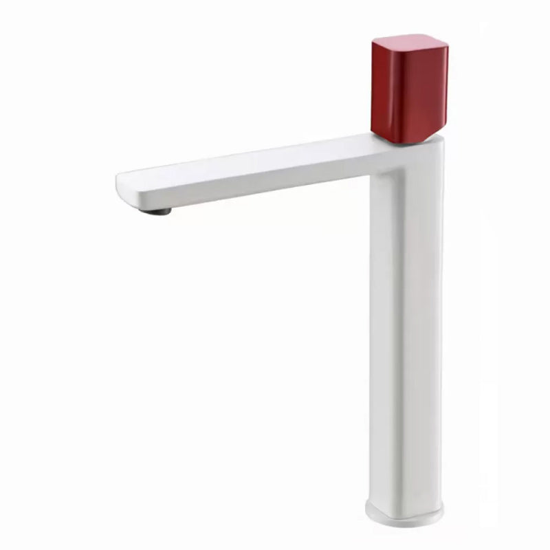 Modern Bathroom Sink Faucet with Single Handle Brass Square Faucet