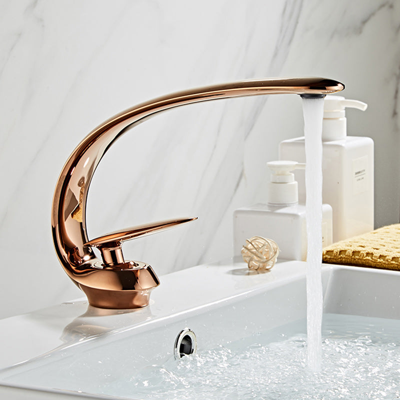 Luxury Single Handle Sink Faucet Brass Bathroom Gooseneck Faucet