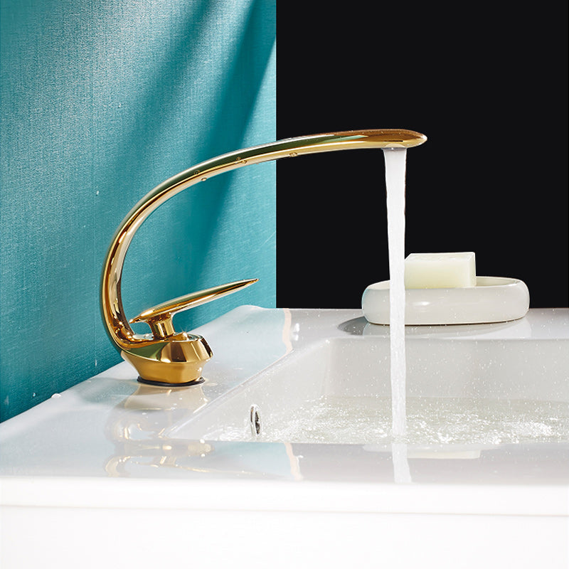 Luxury Single Handle Sink Faucet Brass Bathroom Gooseneck Faucet