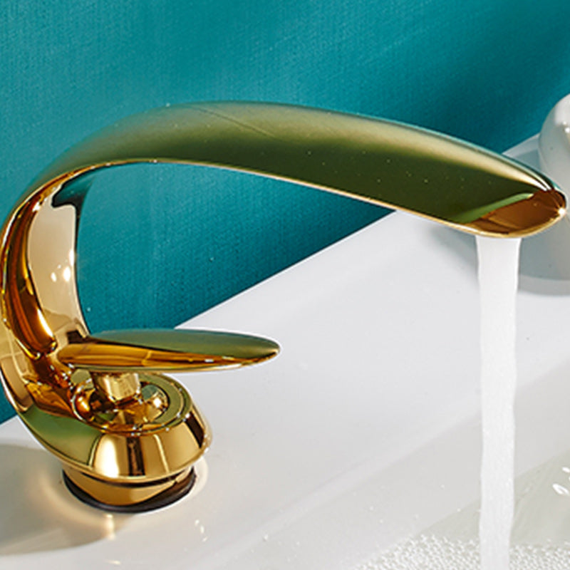 Luxury Single Handle Sink Faucet Brass Bathroom Gooseneck Faucet
