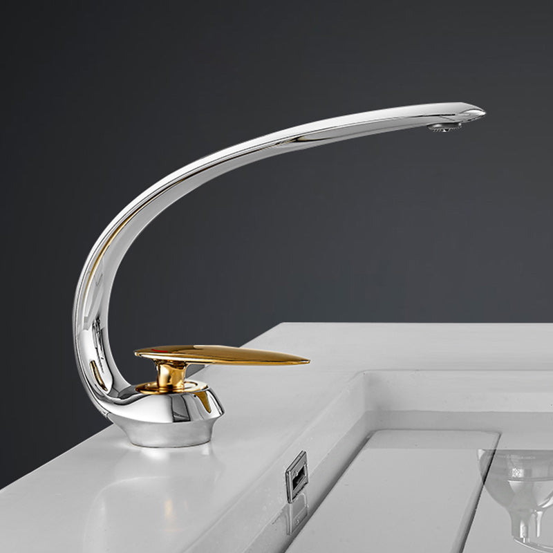 Luxury Single Handle Sink Faucet Brass Bathroom Gooseneck Faucet