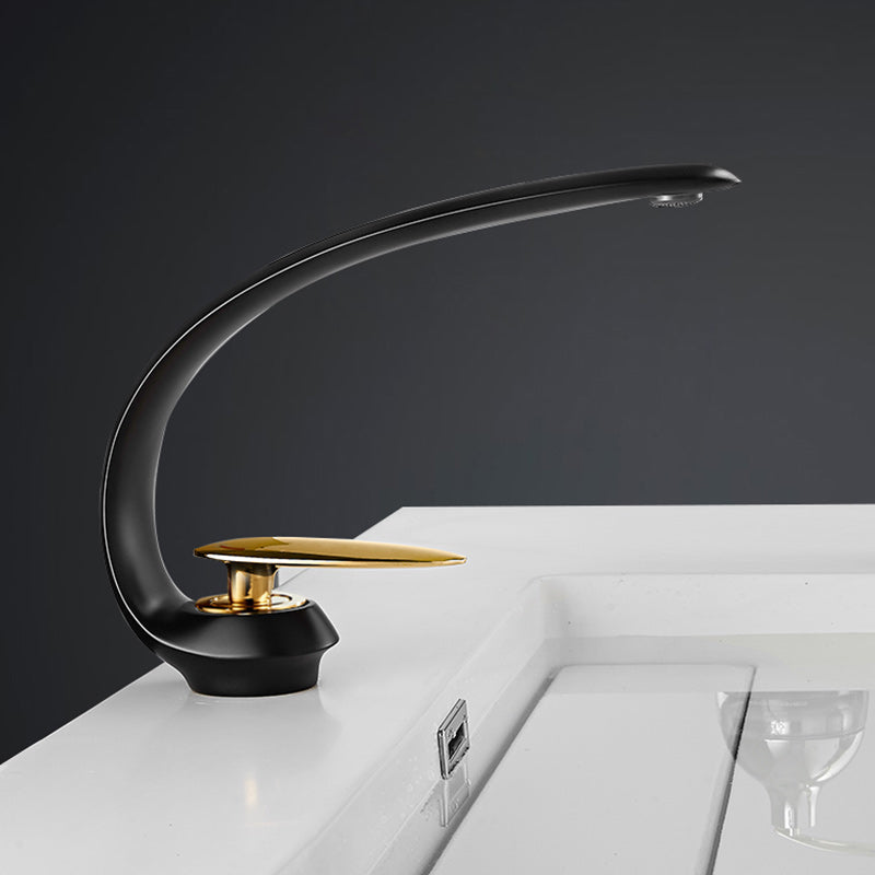 Luxury Single Handle Sink Faucet Brass Bathroom Gooseneck Faucet