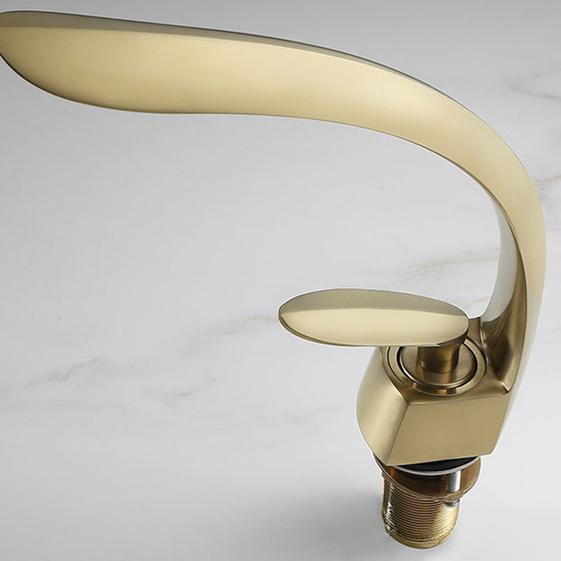 Glam Single Handle Sink Faucet Brass Bathroom Gooseneck Faucet