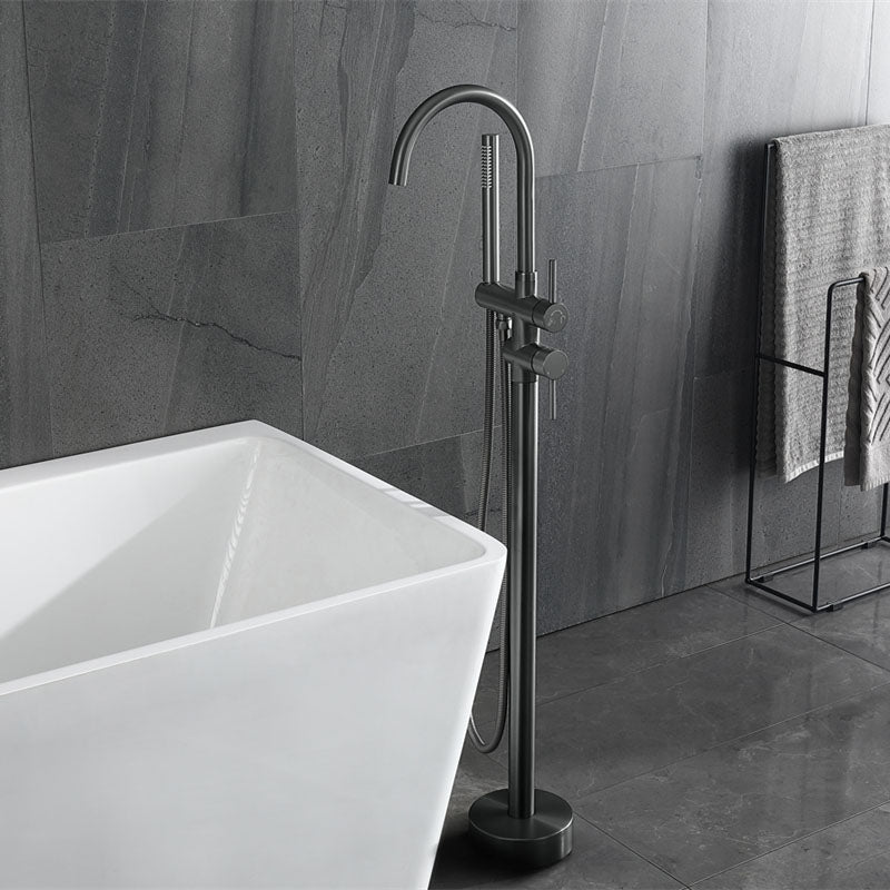 Modern Freestanding Bathtub Faucet Copper Floor Mounted Lever Handle Tub Faucet Trim