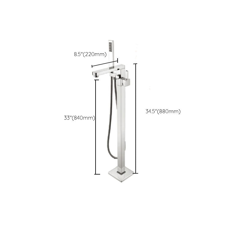Modern Freestanding Bathtub Faucet Copper Floor Mounted Lever Handle Tub Faucet Trim