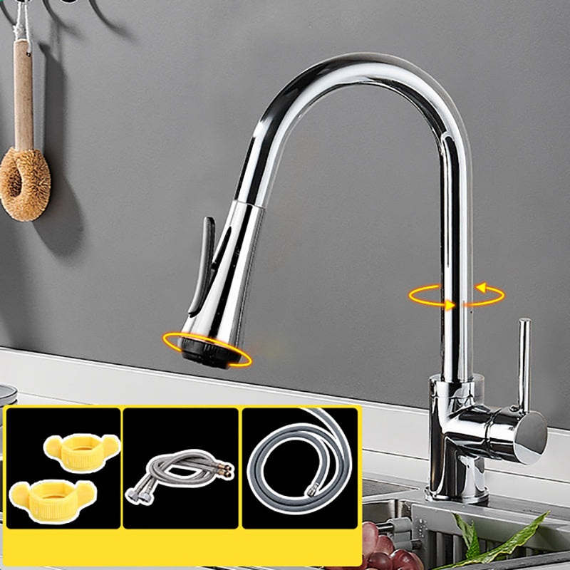 Modern Pullable Sprayer Water Filler One Handle High Arch Kitchen Faucet