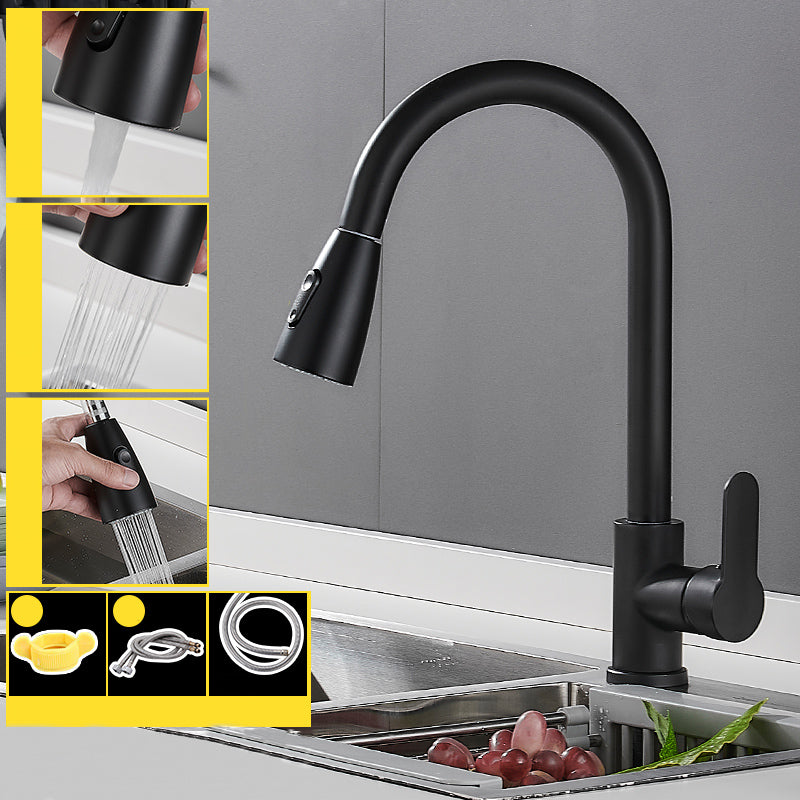 Modern Pull Down Single Handle Kitchen Faucet 1-Hold Profile Faucet