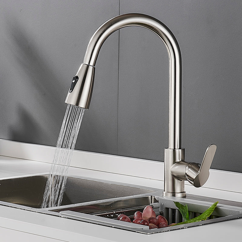 Modern Pull Down Single Handle Kitchen Faucet 1-Hold Profile Faucet