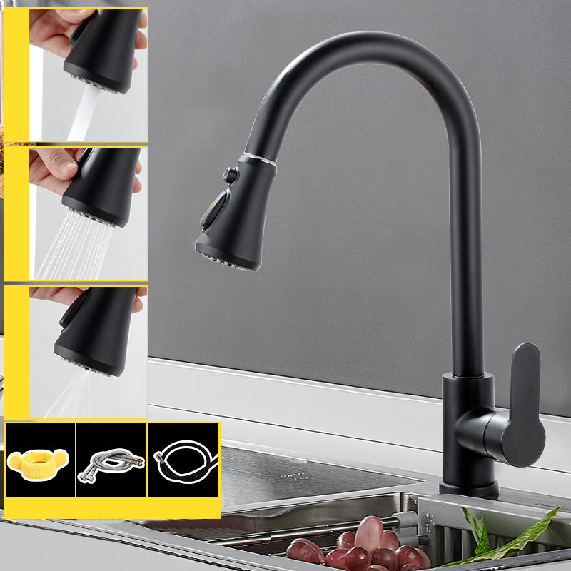 Modern Pull Down Single Handle Kitchen Faucet 1-Hold Profile Faucet