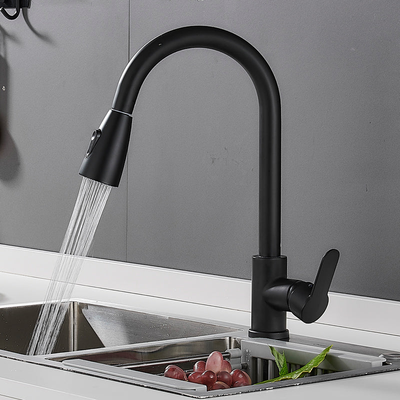 Modern Pull Down Single Handle Kitchen Faucet 1-Hold Profile Faucet