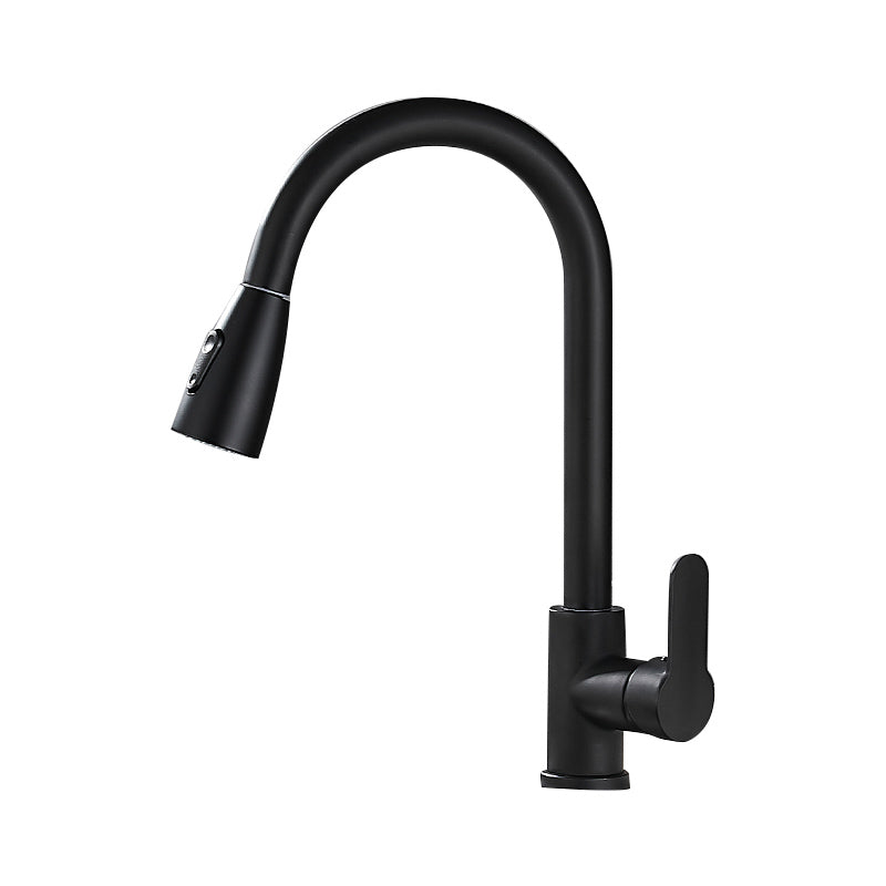 Modern Pull Down Single Handle Kitchen Faucet 1-Hold Profile Faucet