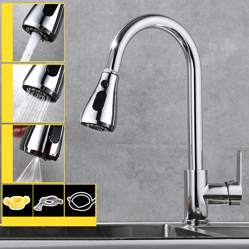 Modern Pull Down Single Handle Kitchen Faucet 1-Hold Profile Faucet