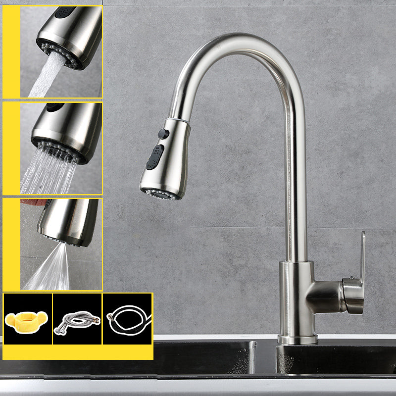 Modern Pull Down Single Handle Kitchen Faucet 1-Hold Profile Faucet