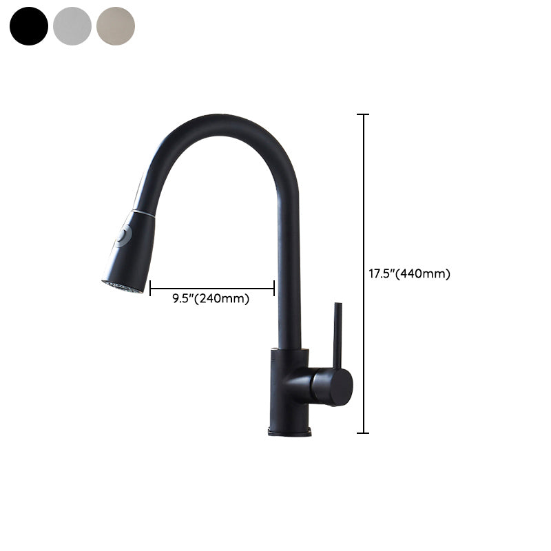 Modern Pull Down Single Handle Kitchen Faucet 1-Hold Profile Faucet