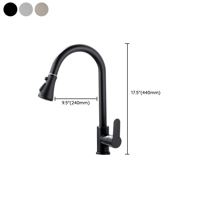 Modern Pull Down Single Handle Kitchen Faucet 1-Hold Profile Faucet