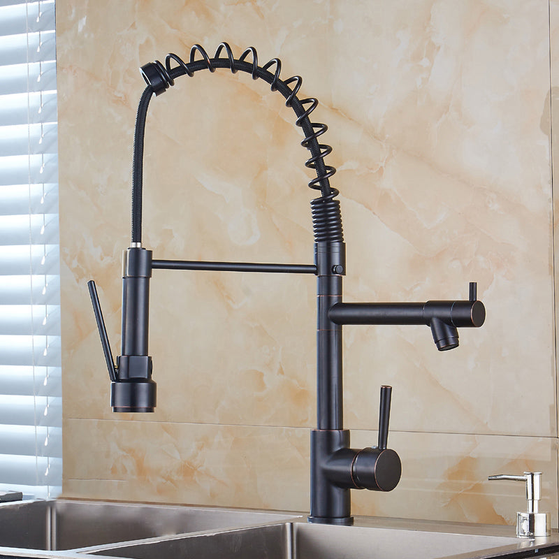 Swivel Spout Kitchen Sink Faucet Spring Spout with Pull Out Sprayer