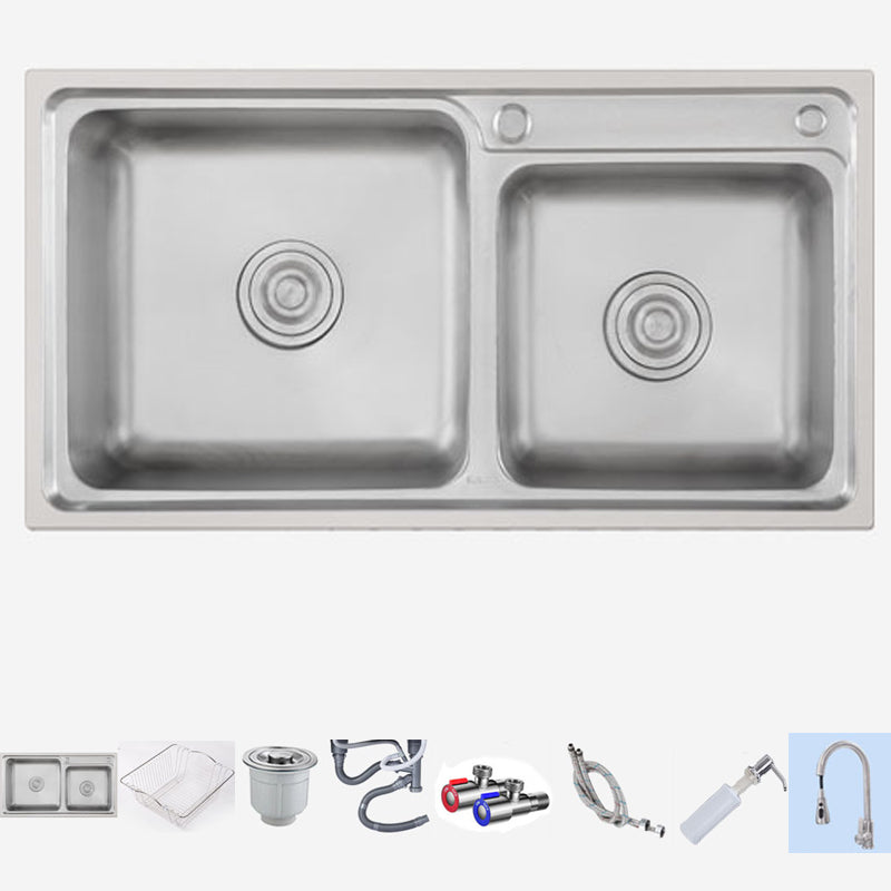 Stainless Steel Kitchen Sink Drop-In Contemporary Style Kitchen Double Sink