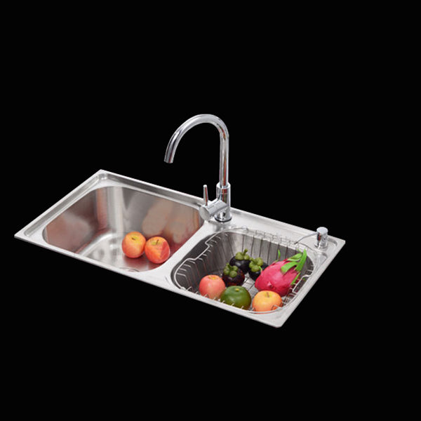 Contemporary Style Kitchen Double Sink Stainless Steel Drop-In Kitchen Sink