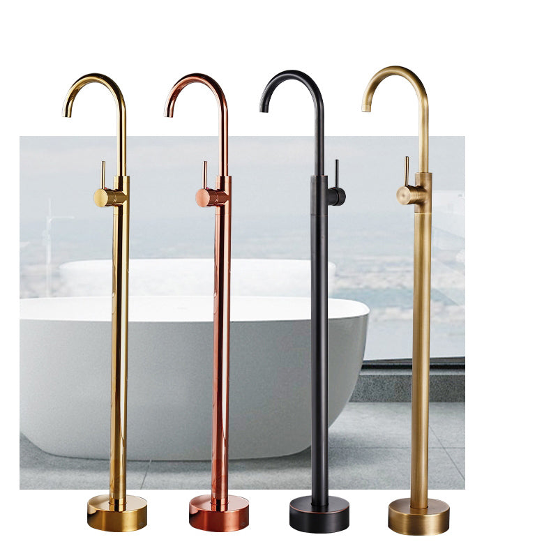 Floor Mounted Metal Freestanding Tub Filler One Hold Freestanding Tub Filler Trim