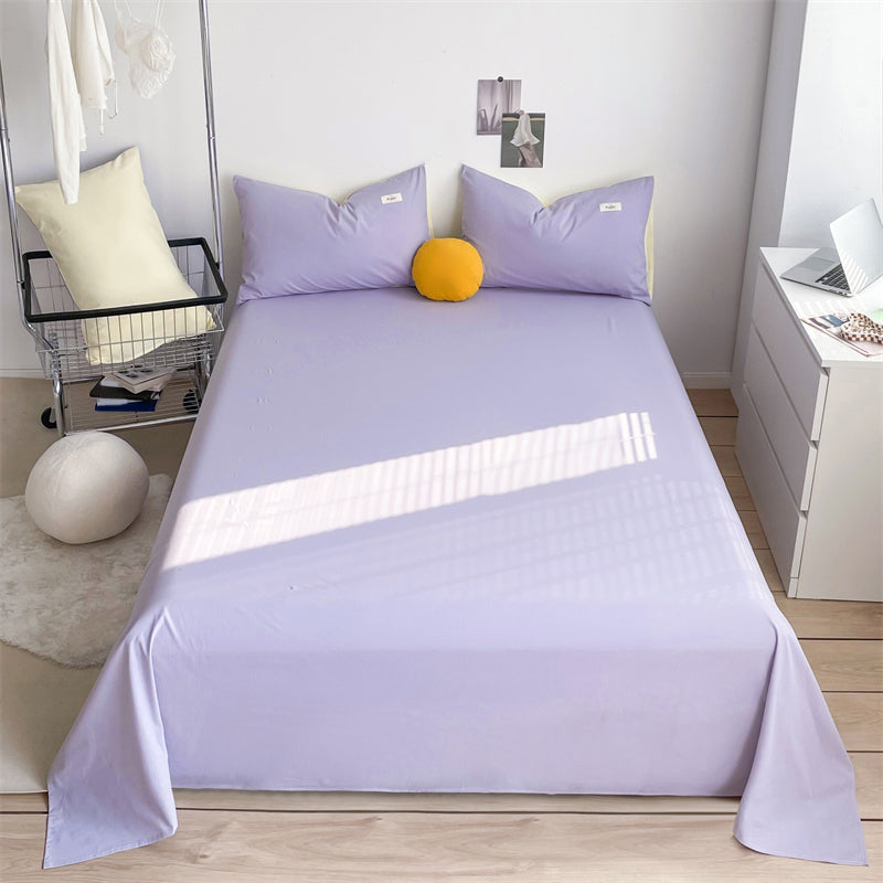 Modern Bed Sheet Set Solid Basic Cotton Fitted Sheet for Bedroom