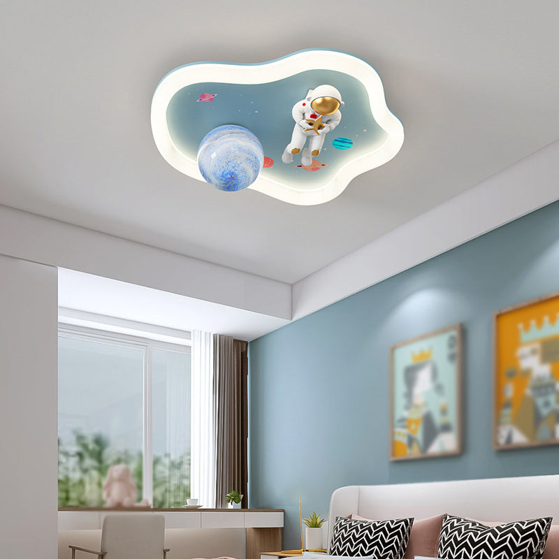 Blue Unique Ceiling Flush Mount Metal & Acrylic LED Flush with Glass Shade