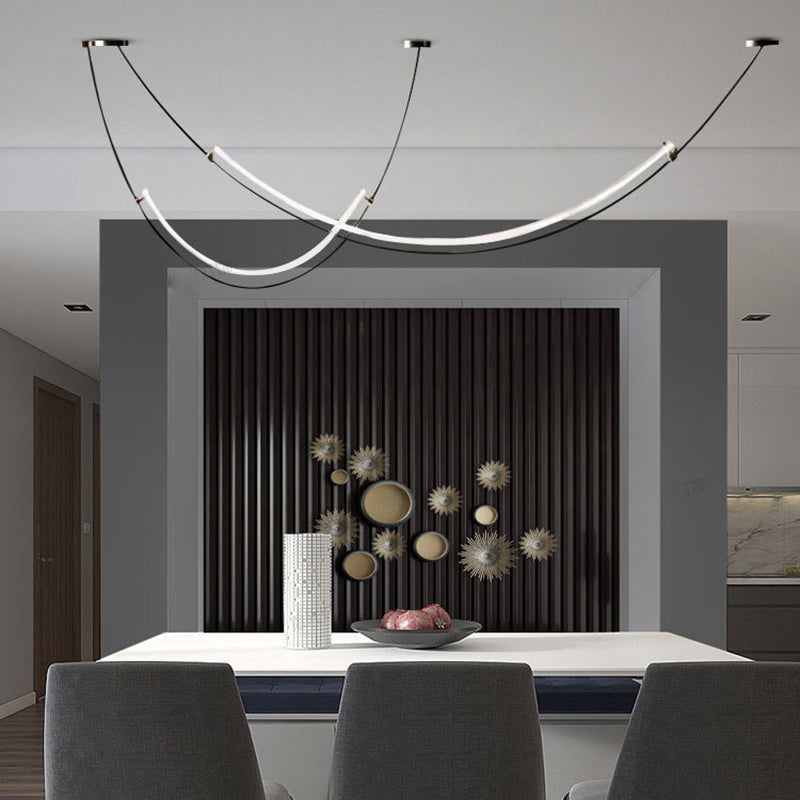 Acrylic Linear Island Lighting Modern Chandelier Lamp for Dining Room