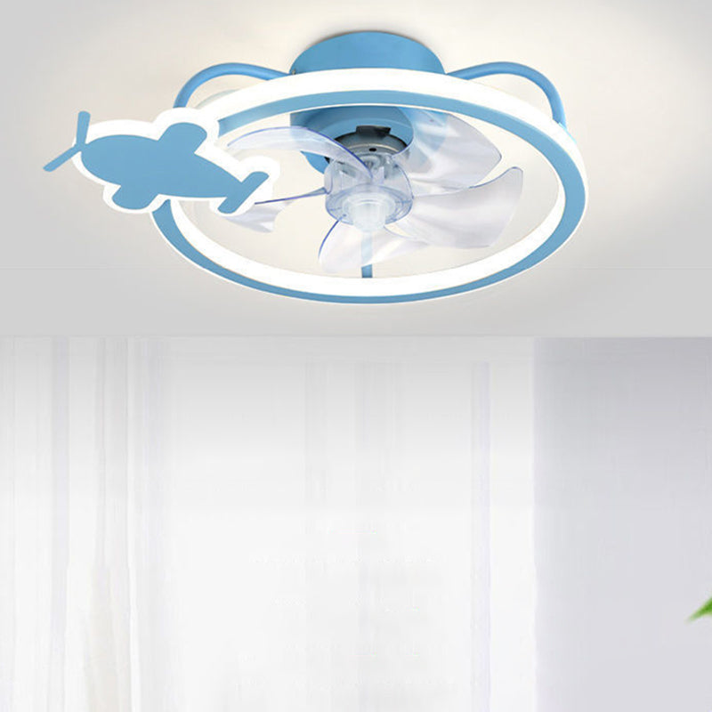 Kids LED Ceiling Fan Lamp Airplane Metal Fan Lighting for Bedroom