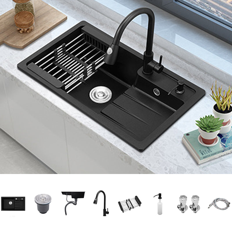 Contemporary Style Kitchen Sink Stainless Steel Kitchen Double Sink with Soap Dispenser