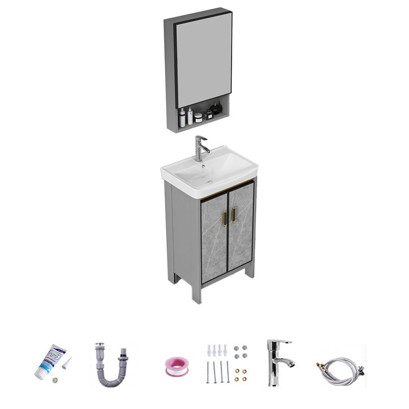 Bathroom Vanity Set Drawer Ceramic Sink Faucet Free Standing Vanity Set with Mirror