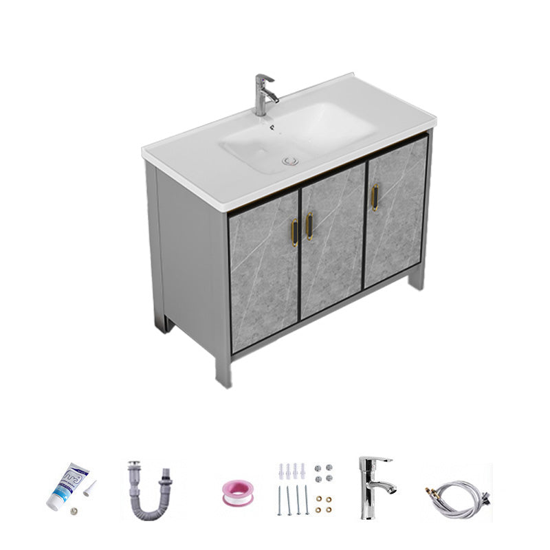 Bathroom Vanity Set Drawer Ceramic Sink Faucet Free Standing Vanity Set with Mirror