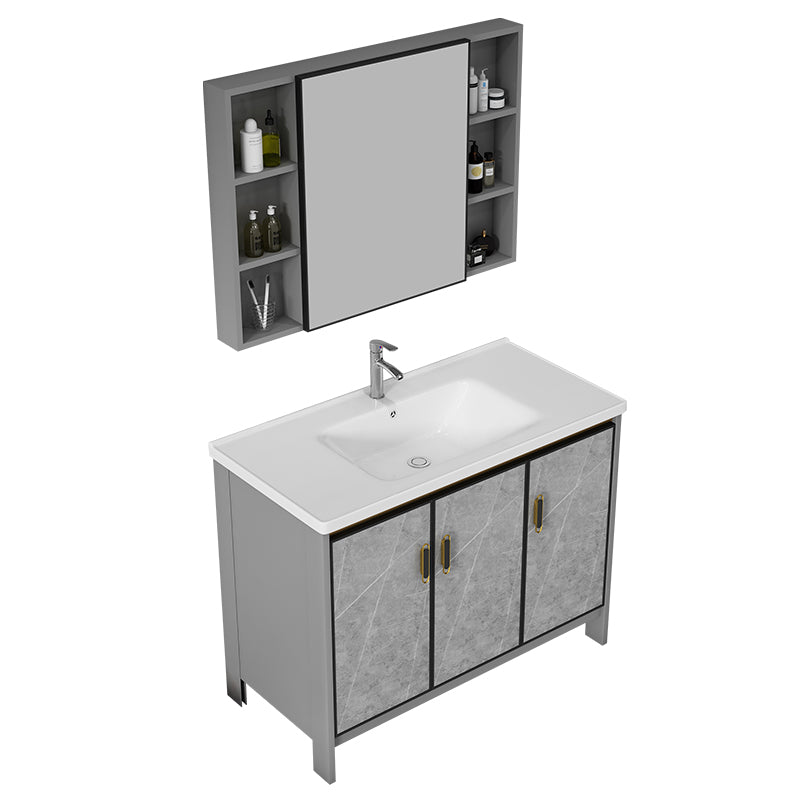 Bathroom Vanity Set Drawer Ceramic Sink Faucet Free Standing Vanity Set with Mirror