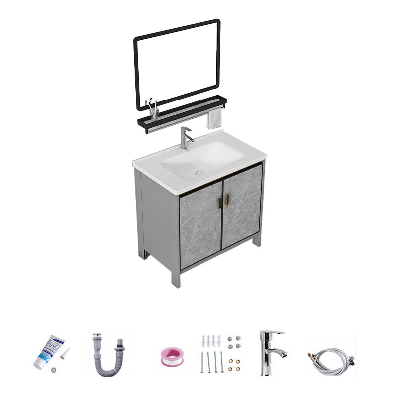 Bathroom Vanity Set Drawer Ceramic Sink Faucet Free Standing Vanity Set with Mirror