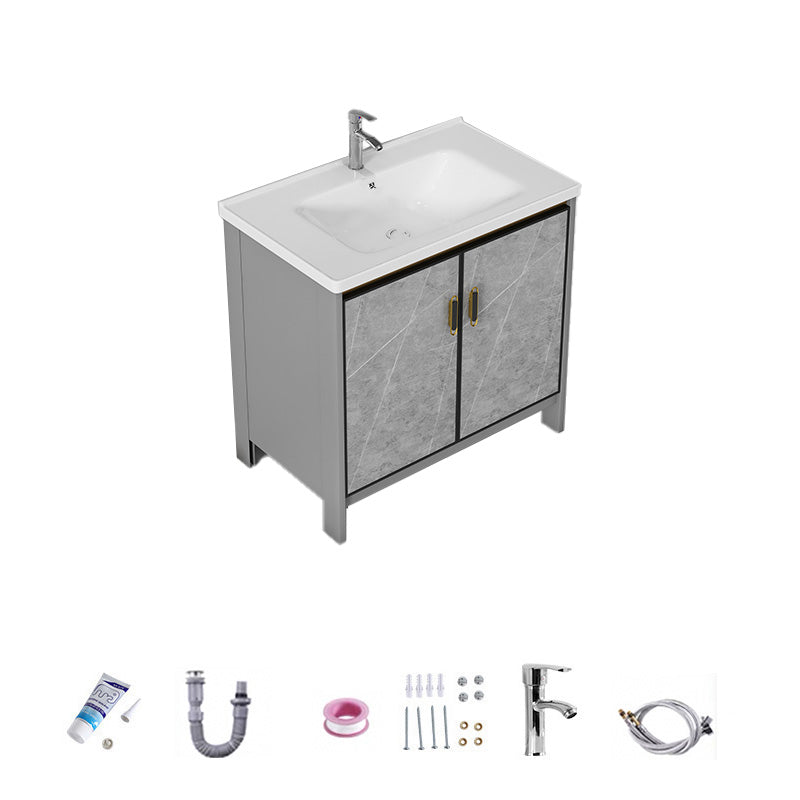 Bathroom Vanity Set Drawer Ceramic Sink Faucet Free Standing Vanity Set with Mirror