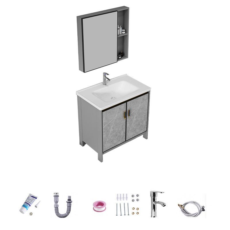 Bathroom Vanity Set Drawer Ceramic Sink Faucet Free Standing Vanity Set with Mirror