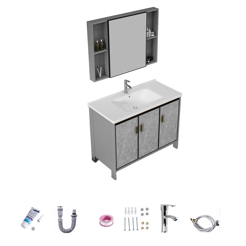 Bathroom Vanity Set Drawer Ceramic Sink Faucet Free Standing Vanity Set with Mirror