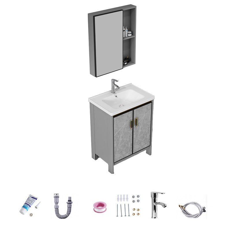 Bathroom Vanity Set Drawer Ceramic Sink Faucet Free Standing Vanity Set with Mirror