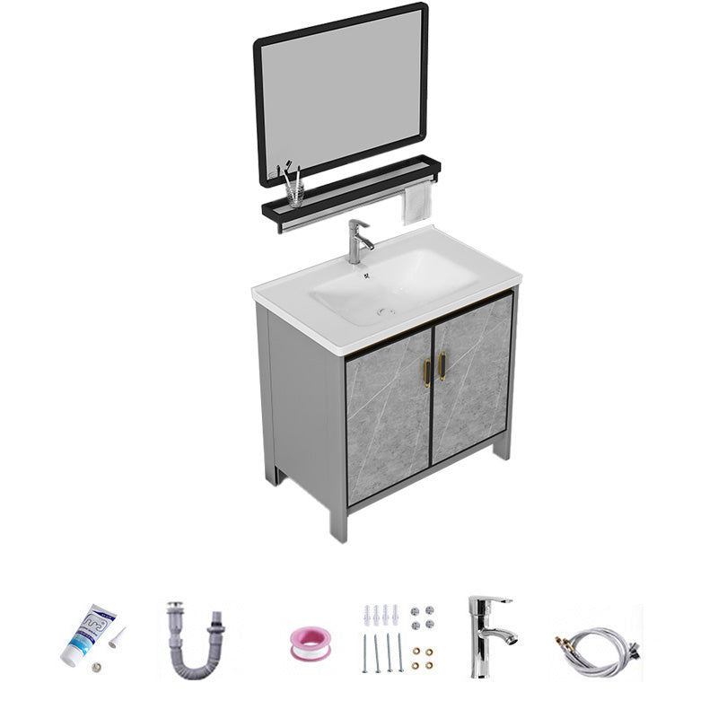 Bathroom Vanity Set Drawer Ceramic Sink Faucet Free Standing Vanity Set with Mirror