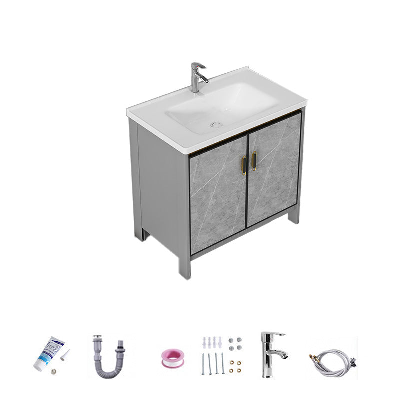 Bathroom Vanity Set Drawer Ceramic Sink Faucet Free Standing Vanity Set with Mirror