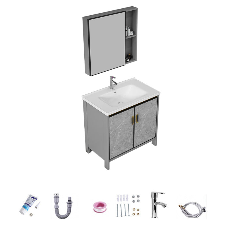 Bathroom Vanity Set Drawer Ceramic Sink Faucet Free Standing Vanity Set with Mirror