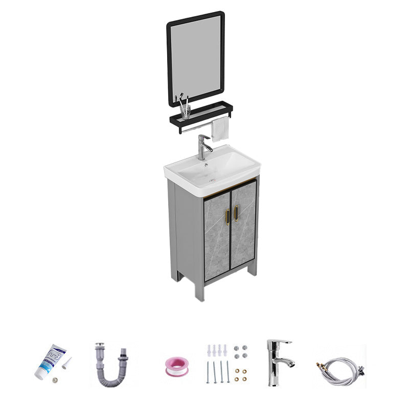 Bathroom Vanity Set Drawer Ceramic Sink Faucet Free Standing Vanity Set with Mirror