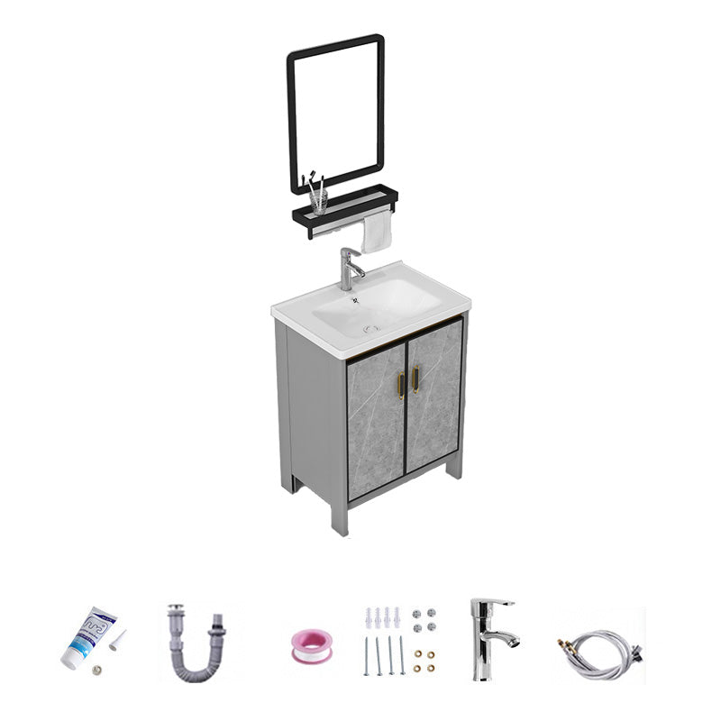 Bathroom Vanity Set Drawer Ceramic Sink Faucet Free Standing Vanity Set with Mirror