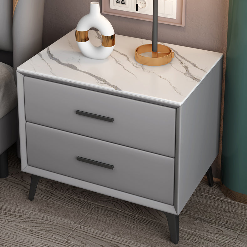 Modernism Storage Night Table 2 Drawers Wood Bed Nightstand for Home