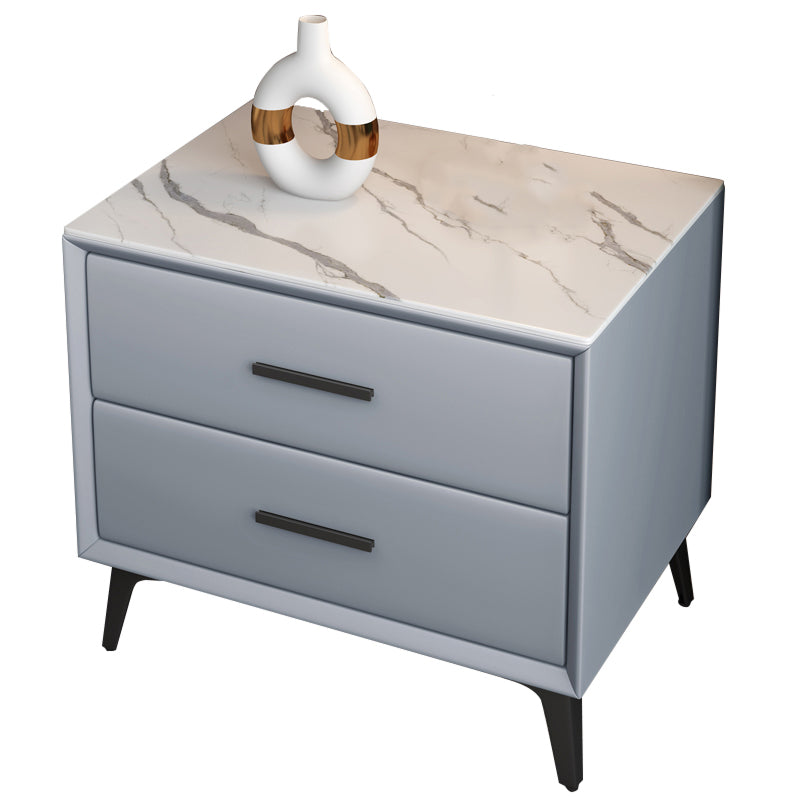 Modernism Storage Night Table 2 Drawers Wood Bed Nightstand for Home